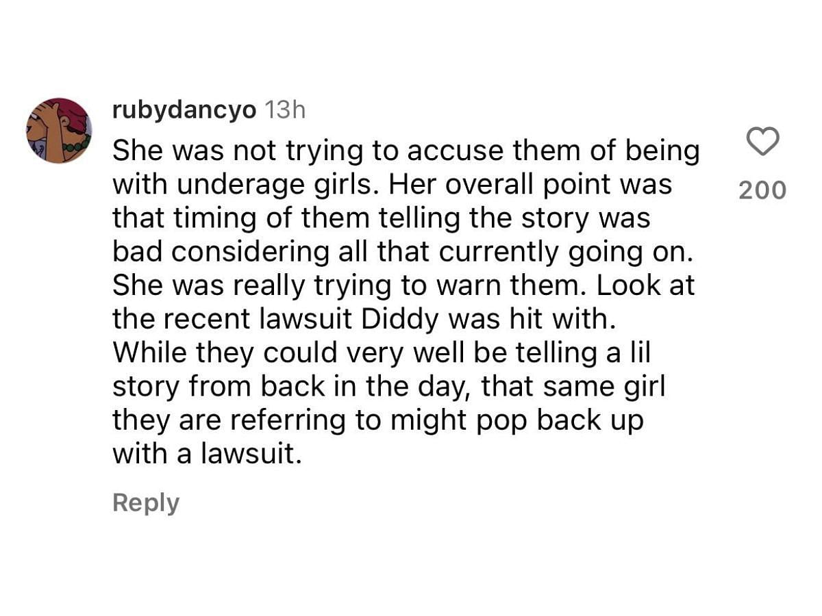 A user agrees with Melyssa (image via @rubydancyo on Instagram)